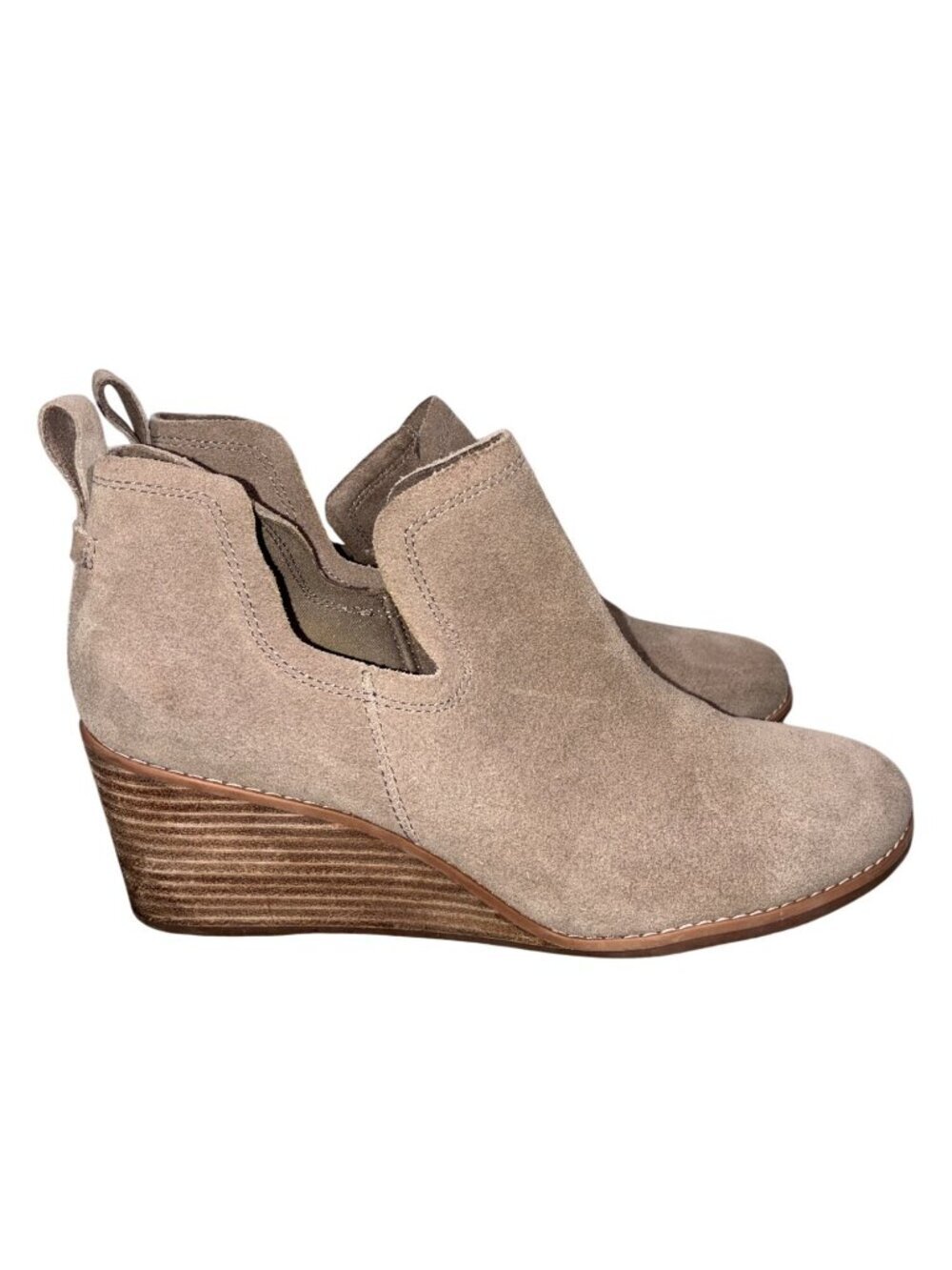 TOMS Kallie Womens Tan Suede Wedge Ankle Boots - Size 9.5 neutral comfort
